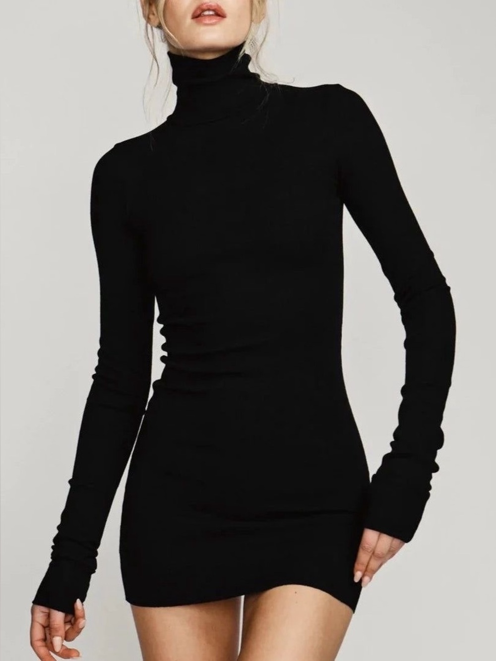 Wild Fable Black Ribbed Turtleneck Bodycon Mini Dress Size Small